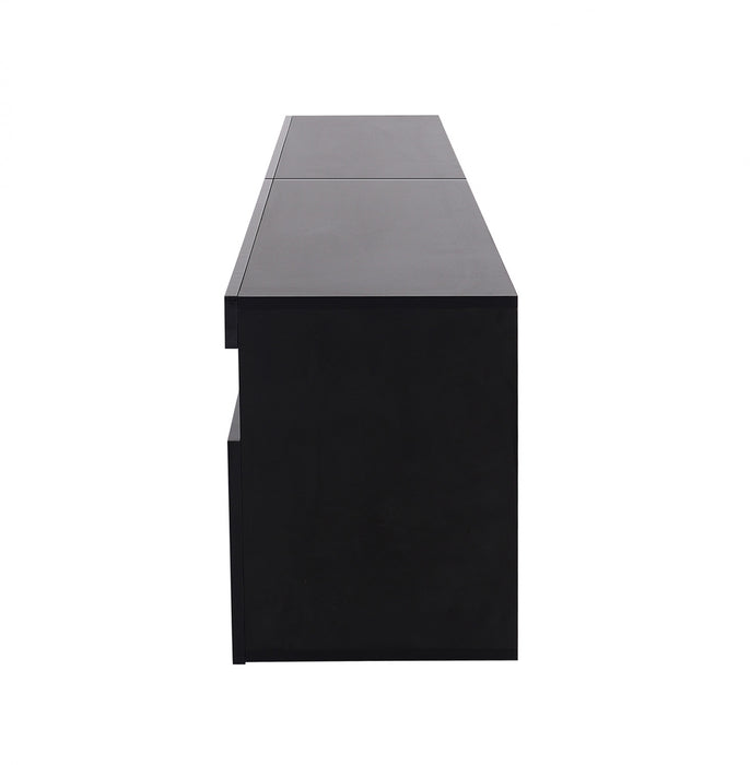 James 70.8\" Modern TV Cabinet with USB LED Lighting and High Gloss Front,Black Tv Stand