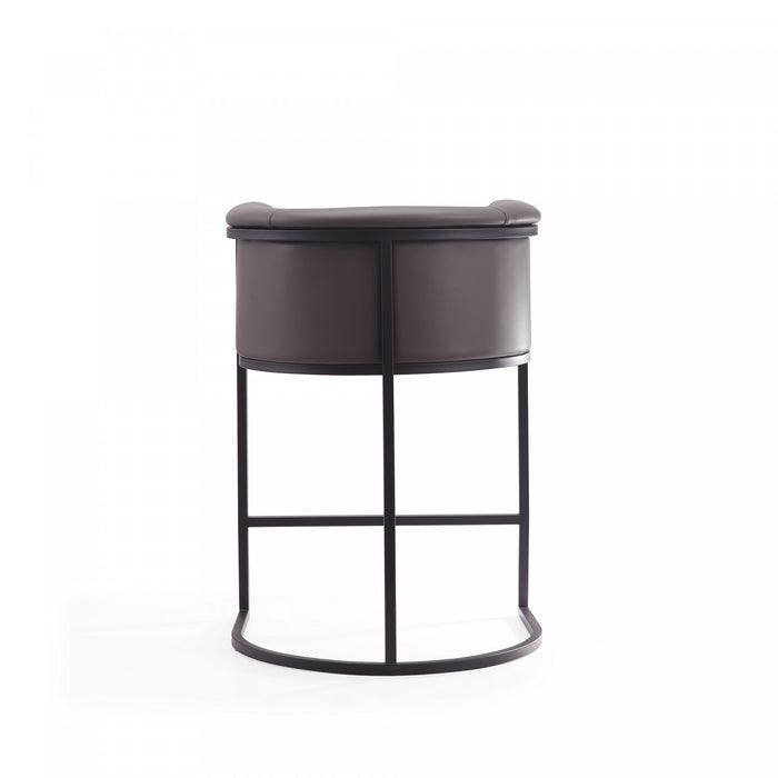 Cosmopolitan Mid-Century Modern Metal Upholstered Counter Stool in Graphite - Set of 3 Bar Stool