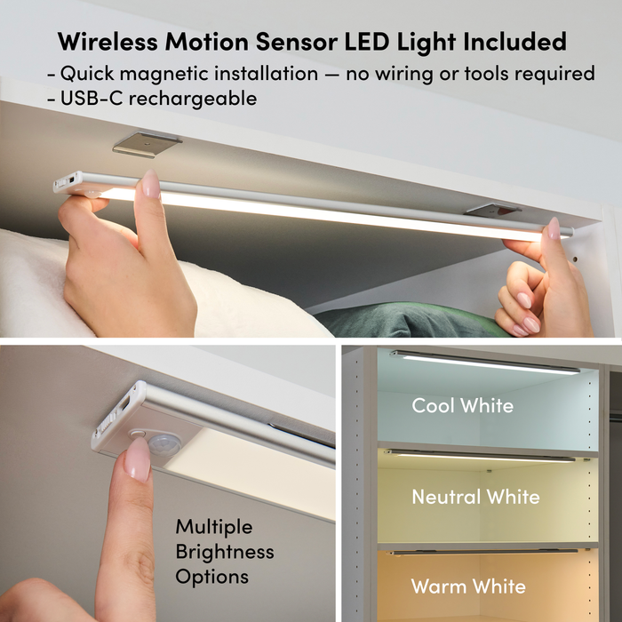 Bestar Florence 25\" Modular Shoe Shelf Closet System with LED Light - White