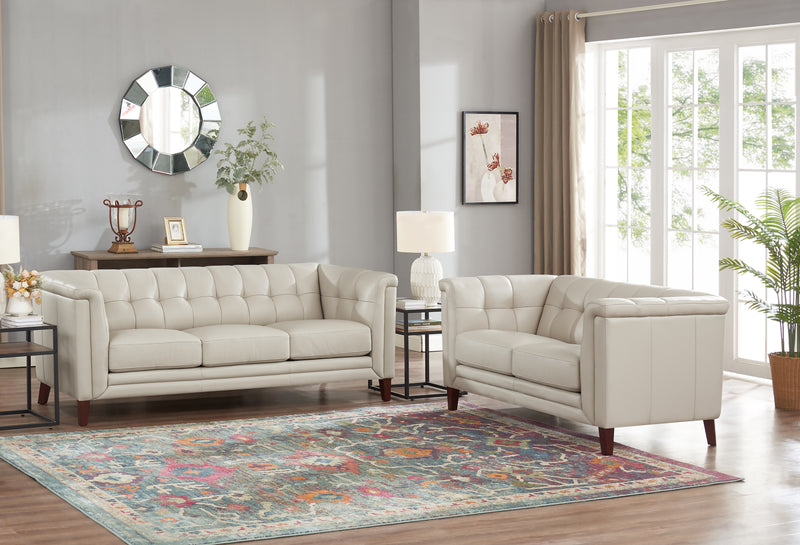 Hydeline Bodie Leather Loveseat - Vanilla