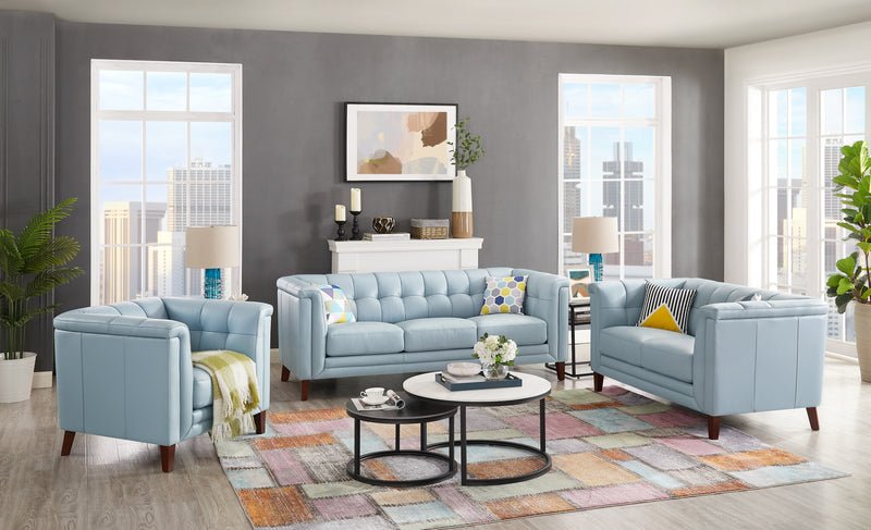 Hydeline Bodie Leather Chair - Spa Blue