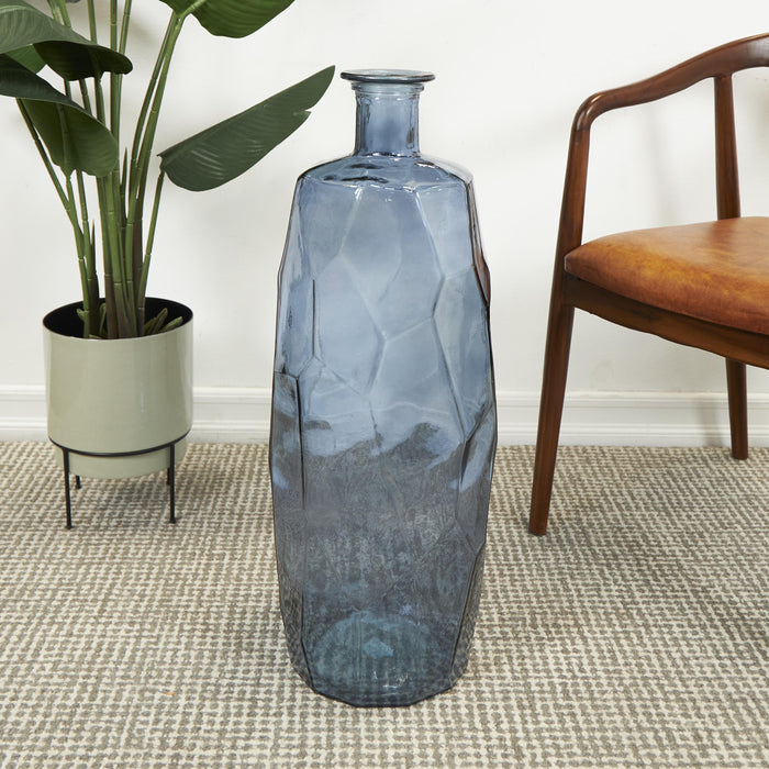 Recycled Spanish Glass 29\" Vase - Blue