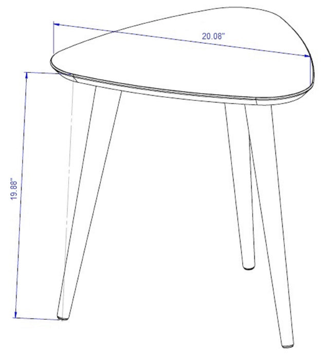 Manhattan Comfort Utopia 19.88\" High Triangle End Table with Splayed Wooden Legs - Off White