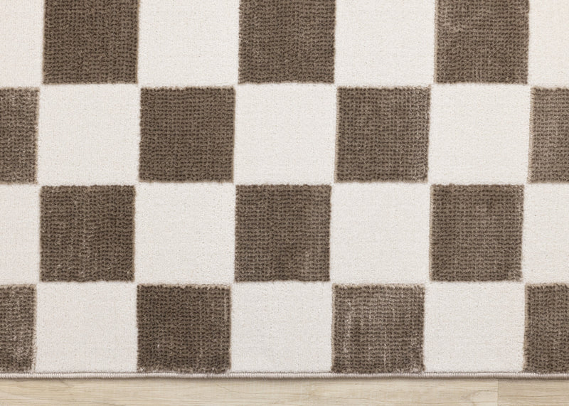 Leopold Checkered Brown White Geometric Area Rug - 5'3\" x 7'7\"