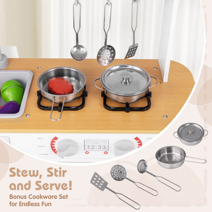 Costway Kids Kitchen Play Set With Stove Removable Sink Oven Microwave Dish Washer