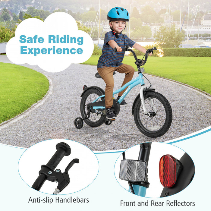 Costway 16\" Kids Bike For 4-7 Years Old Boys & Girls With Adjustable Seat Handbrake Reflectors Blue
