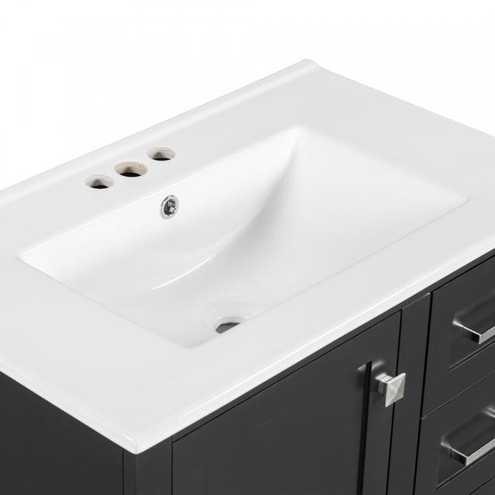 Olivia 30\" Bathroom Vanity with Sink Combo and Storage Drawers,Black