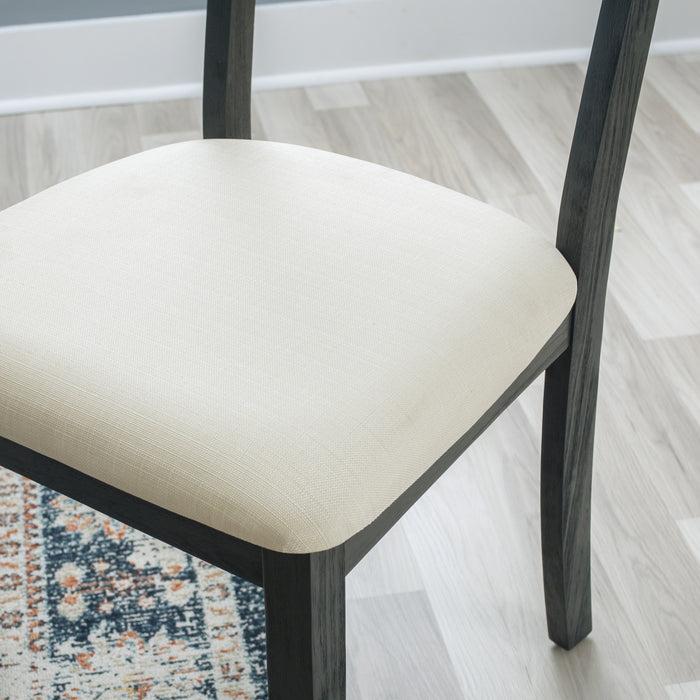 Jorissen Dark Charcoal Linen-Look Fabric Dining Chair - Set of 2