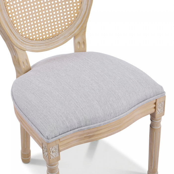 Ethan Solid Wood Rubberwood Dining Chair Set of 2 Pieces with Upholstered Seat,Grey