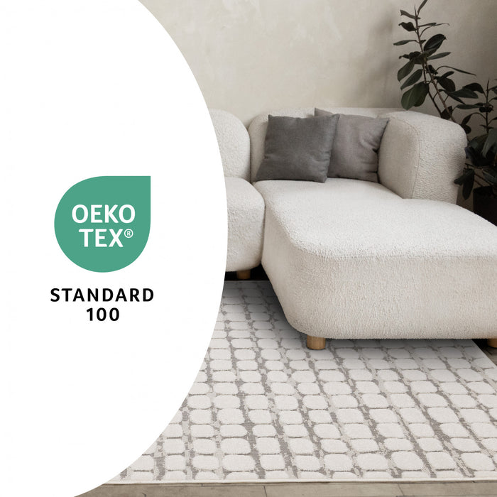 Oslo White Great Pebble Patterned Rug, 5'3\" x 7'7\" Indoor Area Rug