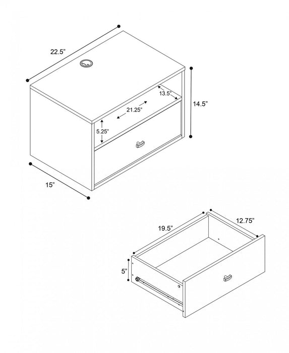 Floating Shelf with Drawer - White