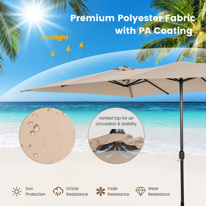 Costway 15FT Double-Sided Patio Market Umbrella Large Crank Handle Vented Outdoor Twin