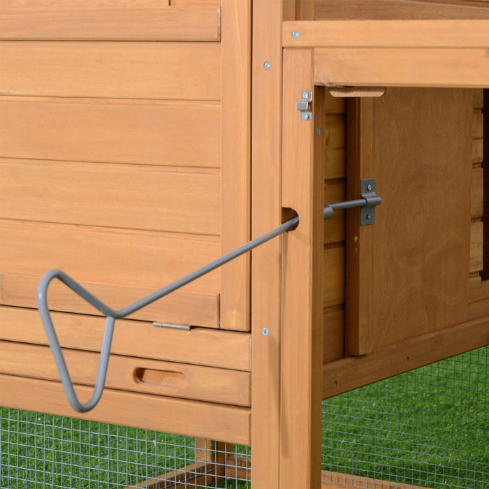 Pawhut 2-tier Chicken Coop Wooden Hen House Rabbit Hutch Poultry Cage Pen Outdoor Backyard With Run Ladder