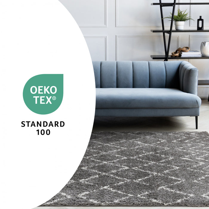 Taylor Grey Cream Rustic Diamond Rug, 5'3\" x 7'7\" Indoor Area Rug