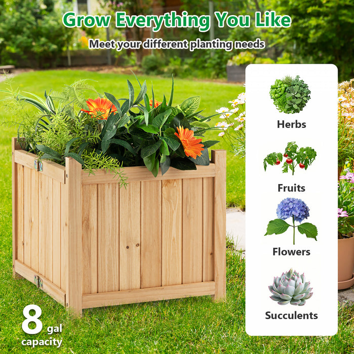 Costway 15\" Wooden Planter Box Elevated Outdoor Folding Planter With Removable Bottom