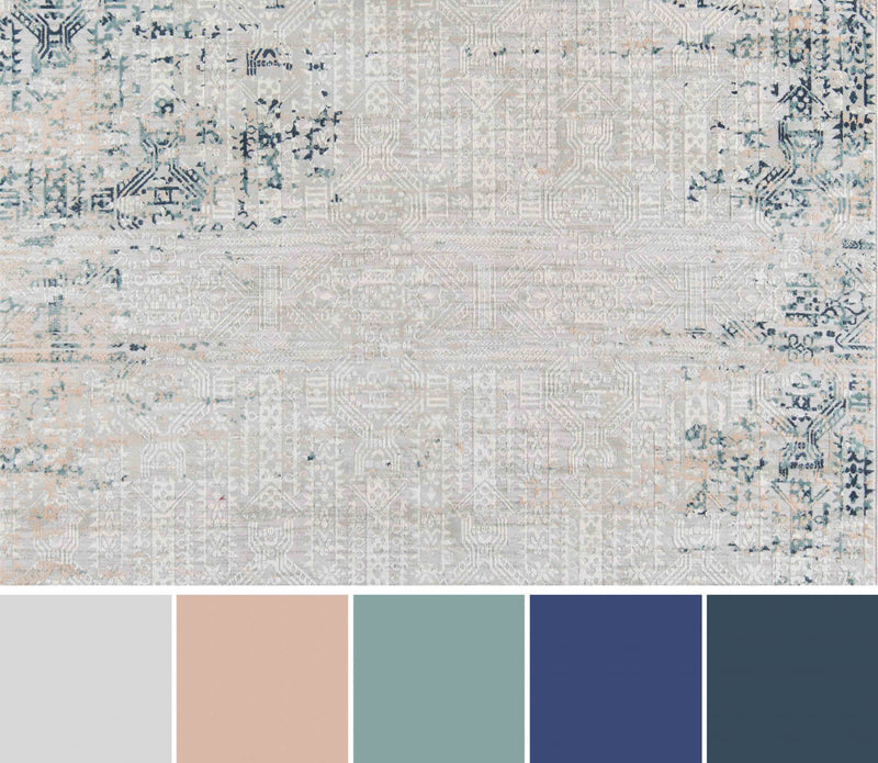 Amber Traditional 8'11\" x 12'6\" Area Rug in Grey Indoor Area Rug