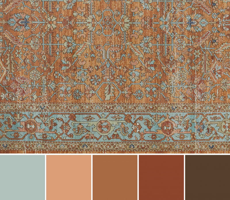 Hailey Traditional 7'10\" x 10'6\" Area Rug in Orange Indoor Area Rug