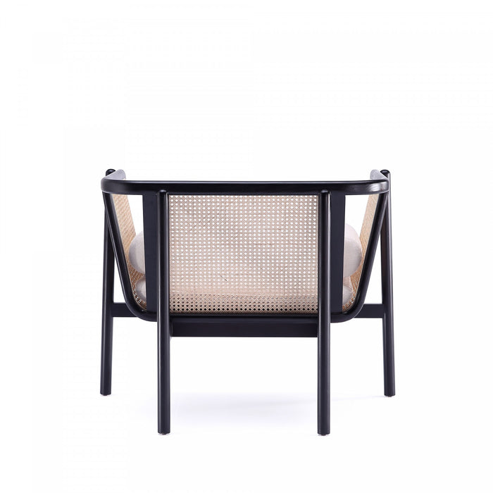 Versailles Industry Chic Cane Wood Accent Armchair in Cream - Set of 2