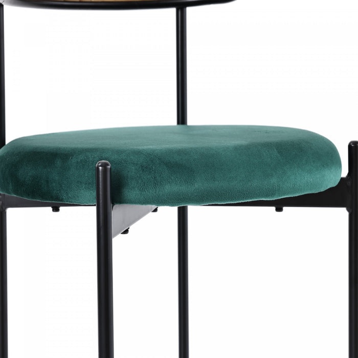Mason Rattan Dining Chairs with Metal Legs and Velvet Cushion Set of 4,Green
