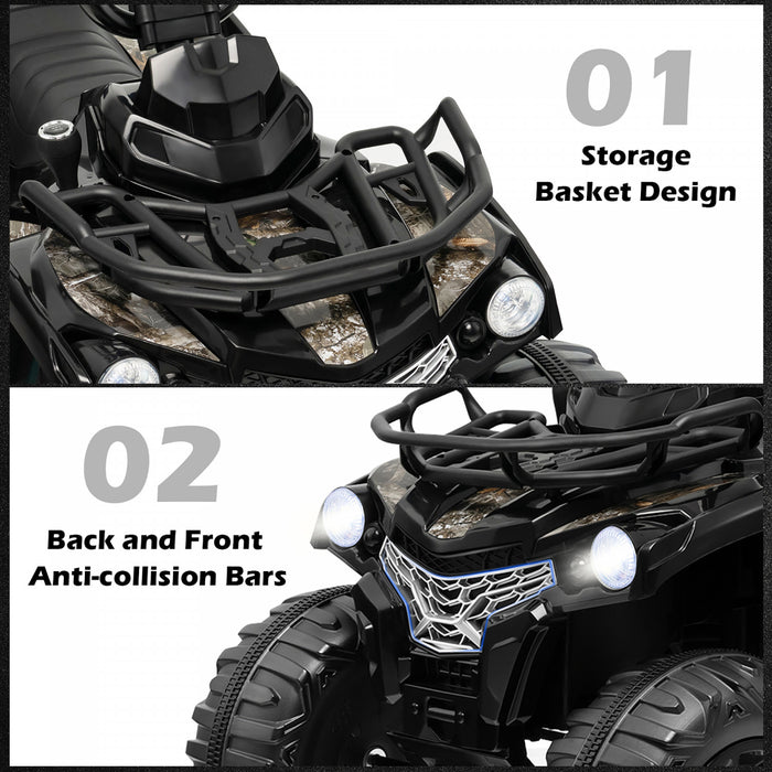 Costway 12v Kids Ride On Atv Electric 4-wheeler Quad 2 Speeds W/ Mp3 & Headlights Black