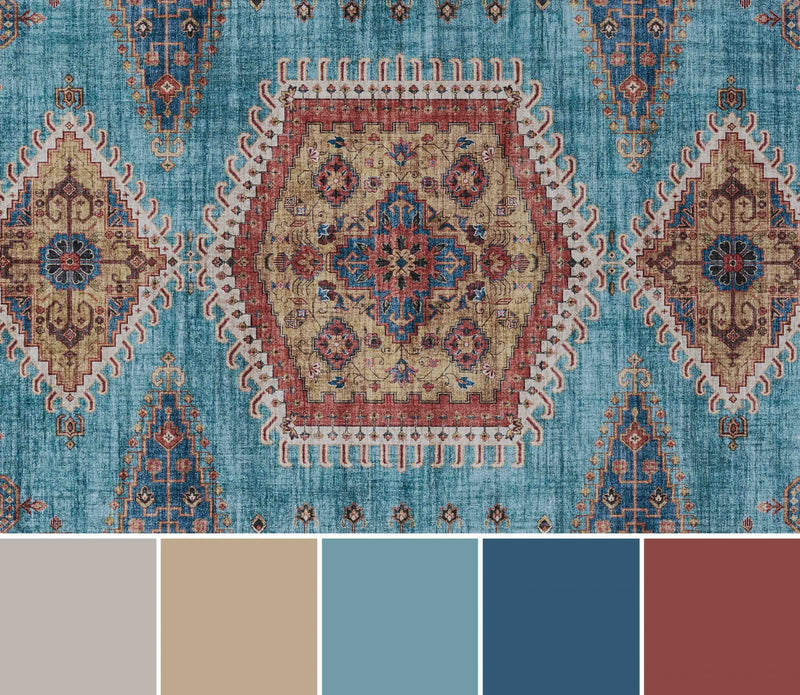 Tracy Traditional 6'0\" x 9'0\" Area Rug in Blue Indoor Area Rug