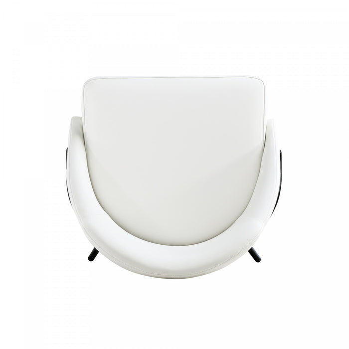 Gracie Modern Metal Vegan Leather Dining Chair in White and Black