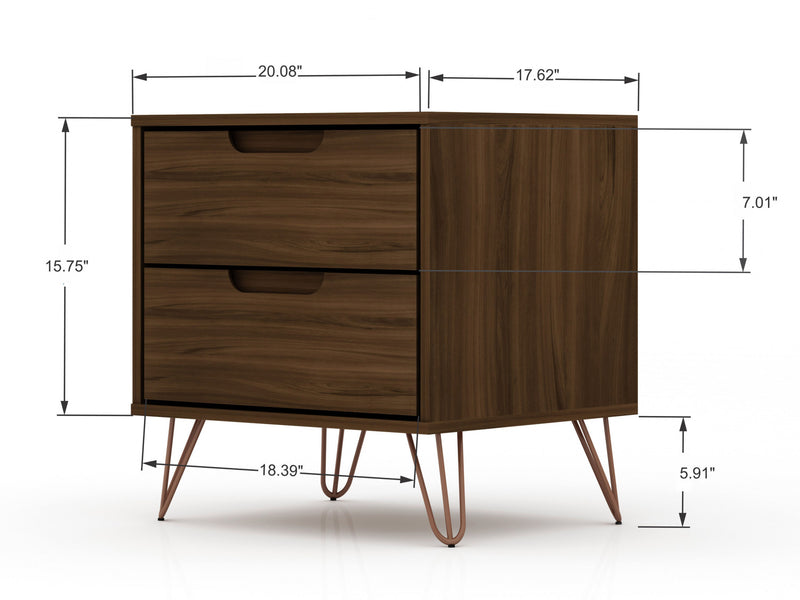Rockefeller Mid-Century Modern 2-Piece Dresser Set in Chestnut Brown