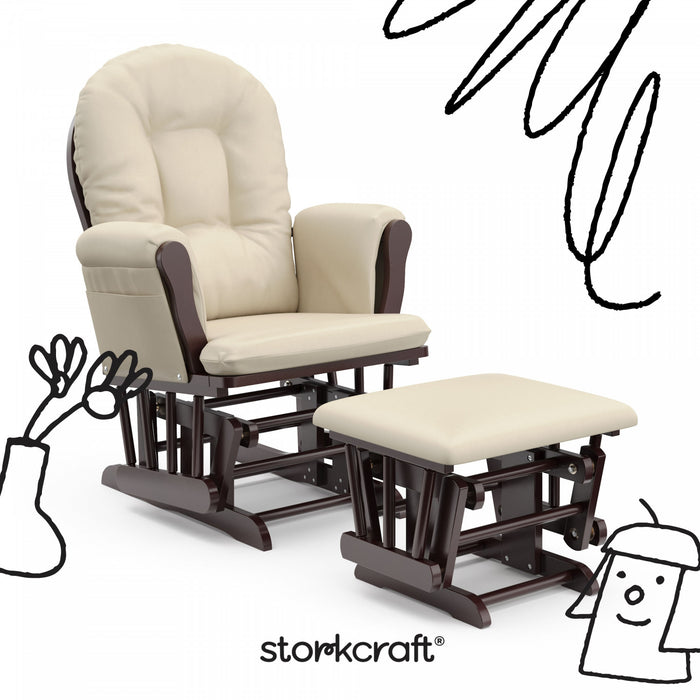 Storkcraft Hoop Glider and Ottoman - Espresso/Beige