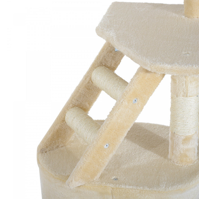 Pawhut 49\" Cat Tree With Hammock, Cat Condo Tower With Scratching Post For Indoor Cats, Beige