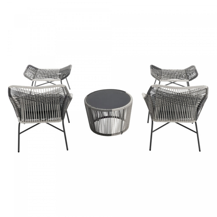 Ashland Modern 5-Piece Conversation Set in Gray