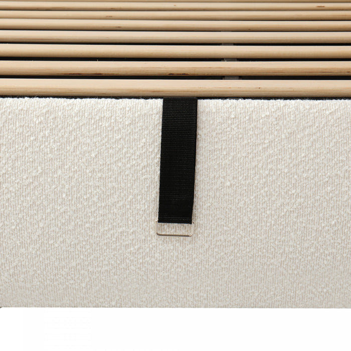 Diana Ottoman Hydraulic Lift Storage Platform Bed with Luxurious Boucle Upholstered and Sturdy Storage,King Size,White King Bed