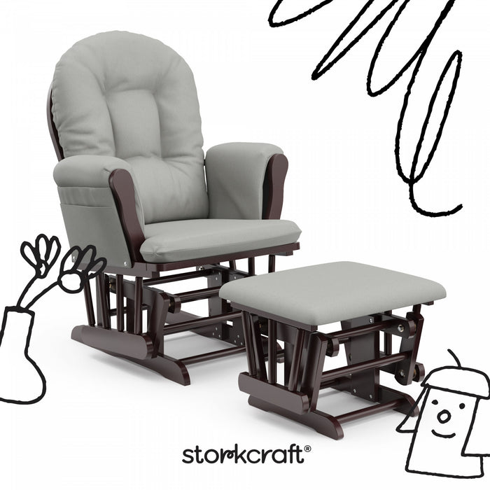Storkcraft Hoop Glider and Ottoman - Espresso/Light Gray