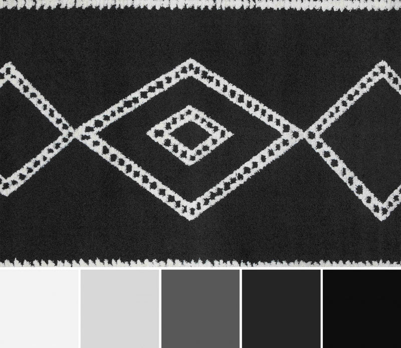 Zelda Contemporary 5'3\" x 7'2\" Area Rug in Black Indoor Area Rug