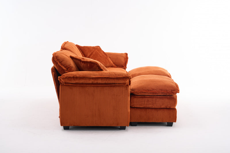 Liam 84.6\" Comfortable Cloud Modular Sofa with Corduroy Upholstered,Orange