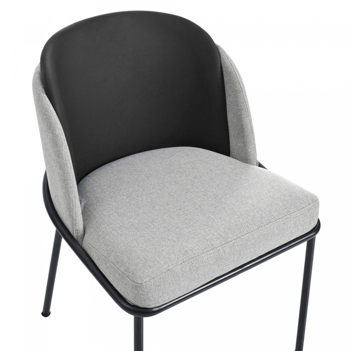 Olivia Set of 2 Modern Dining Chair with Slanted Legs and Adjustable Feet,Black&Gray