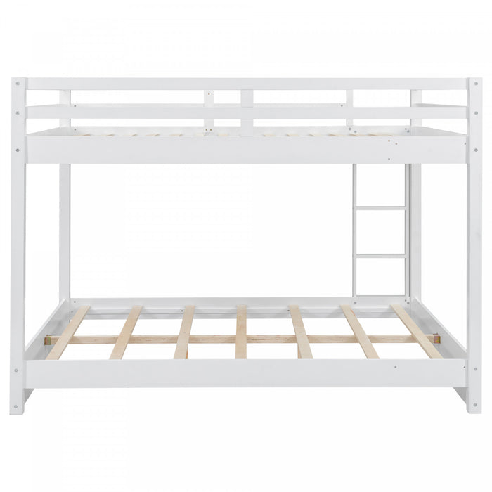 Ethan Solid Wood Queen Size Bunk Bed with Ladder, Sturdy & Space-Saving, White