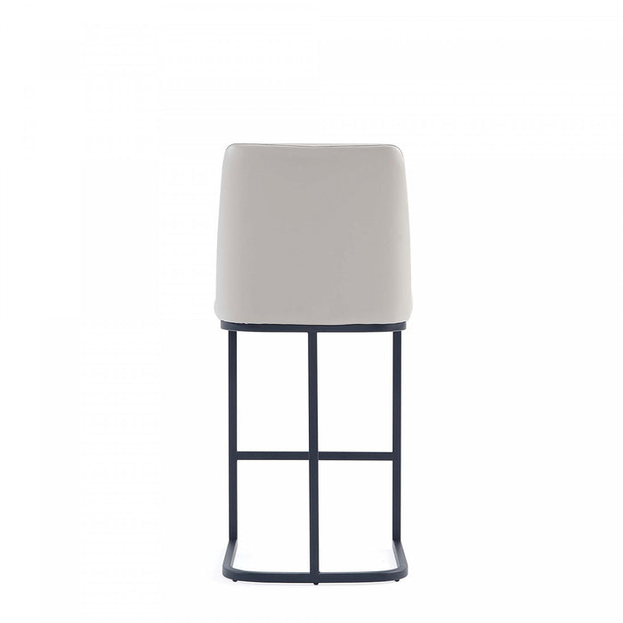 Serena Modern Metal Upholstered Counter Stool in Light Gray - Set of 2 Bar Stool