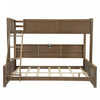 Liam Solid Wood Twin XL Over Queen Bunk Bed with Storage & USB Ports, Brown | Lit superpose Liam en bois massif Twin XL sur Queen avec rangement et ports USB, brun