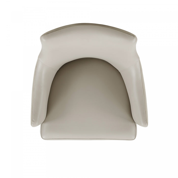 Connie Modern Vegan Leather and Velvet Wood Armchair in Light Gray - Set of 2 Dining Chair