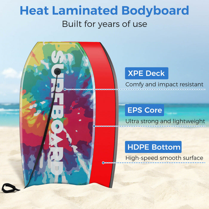 Costway 37\" Lightweight Body Board With Eps Core Xpe Deck Hdpe Bottom Crescent Tail Colorful
