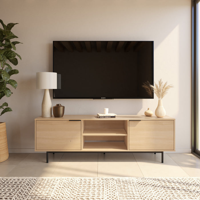 Nordika Hamilton 70\" TV Stand with 2 Storage Cabinets - Natural Blonde Oak