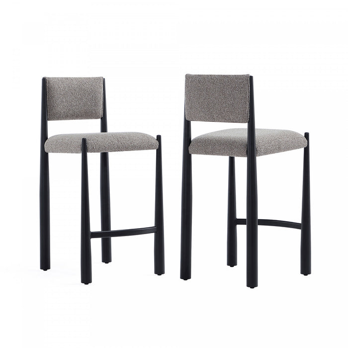 Lennor Mid-Century Modern Boucle Metal Counter Stool in Mushroom