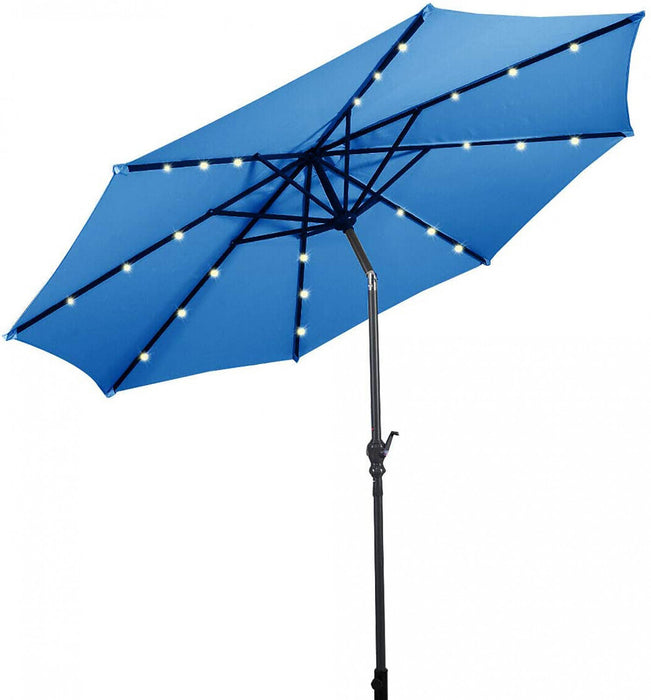 Costway 10ft Solar Lights Patio Umbrella Outdoor W/ 36 LBS Steel Umbrella Stand