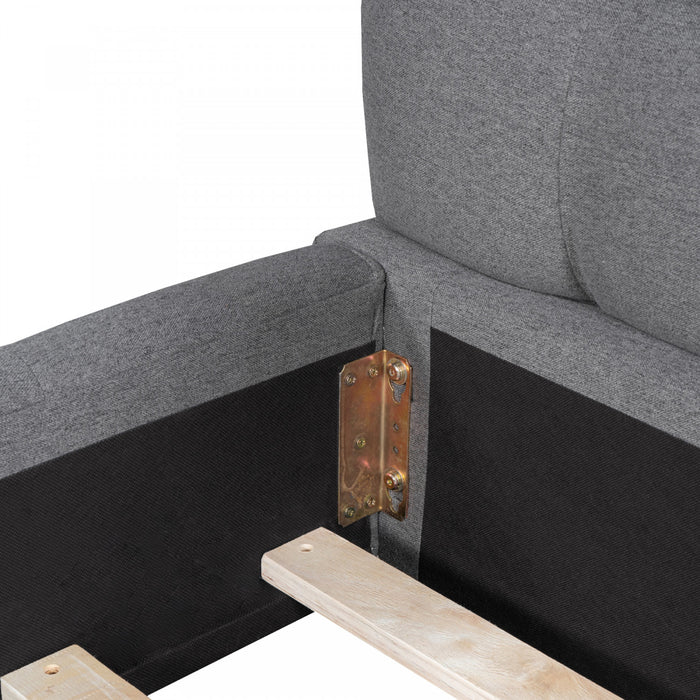 Jessica Upholstered Platform Bed with Comfortable Linen Fabric and Sturdy Frame,Queen Size,Gray Queen Bed