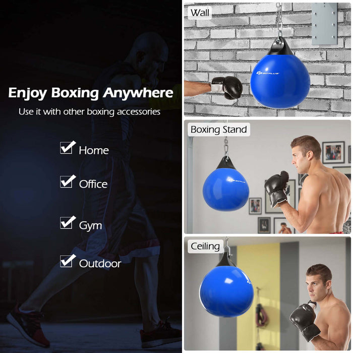 Goplus 18\" 110lbs Heavy Water Filled Punching Aqua Training Boxing Bag Home Gym Hook Blue