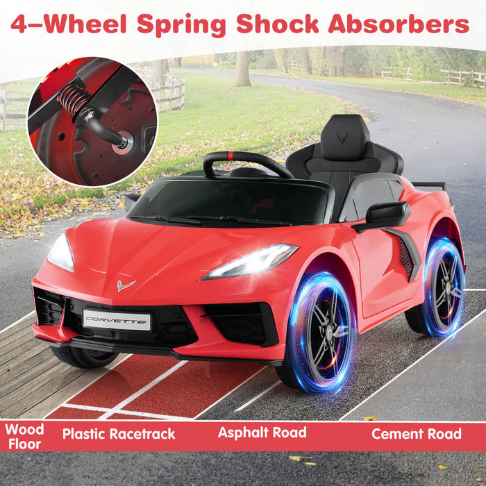 Costway 12v Electric Kids Ride On Car With Remote Control Wireless Connection Lights Red
