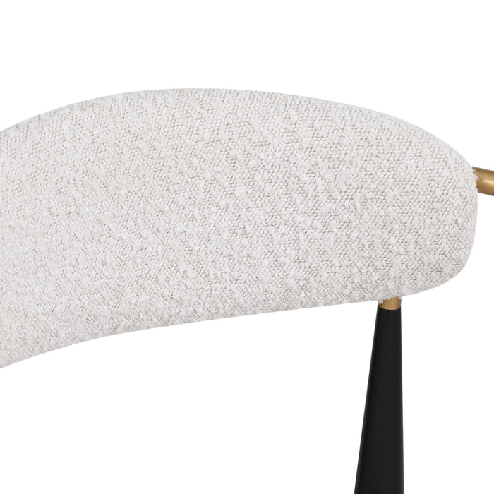 Tammy Counter-height Stool Set Of 2 With Boucle Fabric & Gold Accent - White