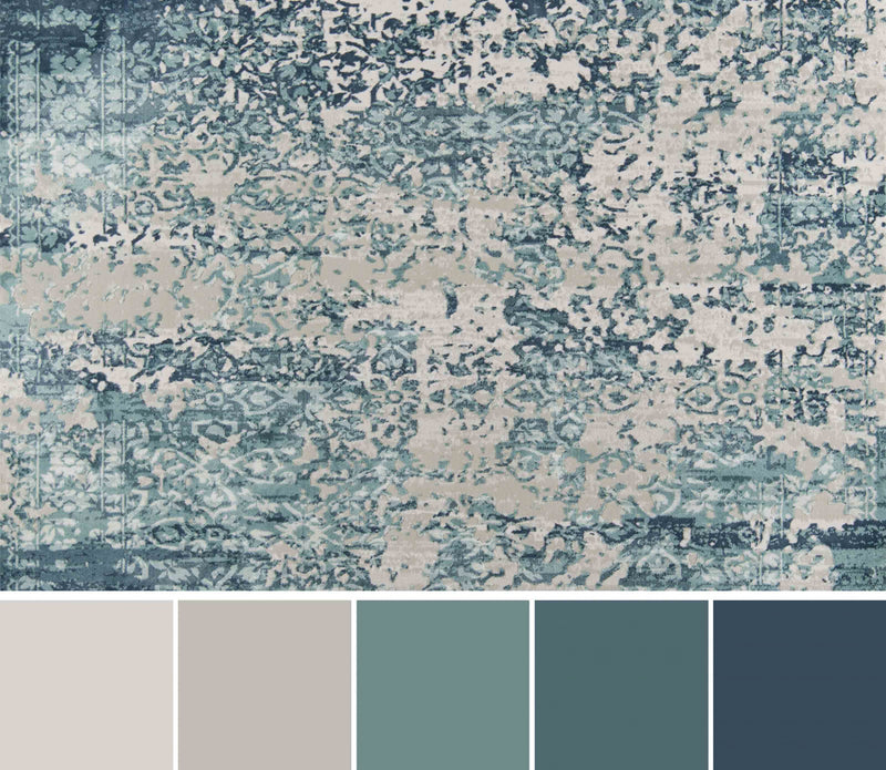 Delphine Traditional 9'3\" x 12'6\" Area Rug in Blue Indoor Area Rug