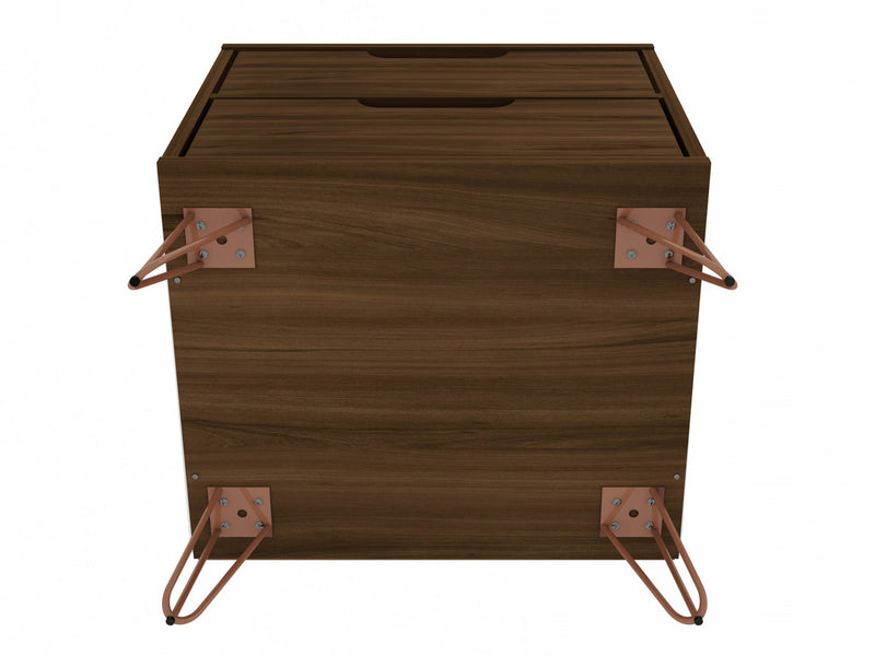Rockefeller Mid-Century Modern 20\" Nightstand in Chestnut Brown (2-Drawer) - Set of 2