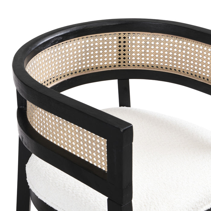 Lance Dining Chairs Set Of 2 With Rattan Back And U-shaped Seat - Black